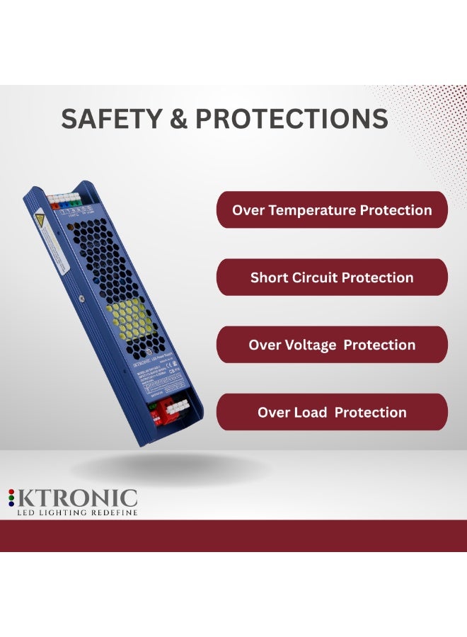 KTRONIC 200W -24V LED Power Supply – Ultra Slim LED Driver, 175-264V AC to 24V DC 8.3Converter with 4-Stage Voltage Adjustment, Silent Performance Transformer for LED Strips, 3D Printers. - Image 3